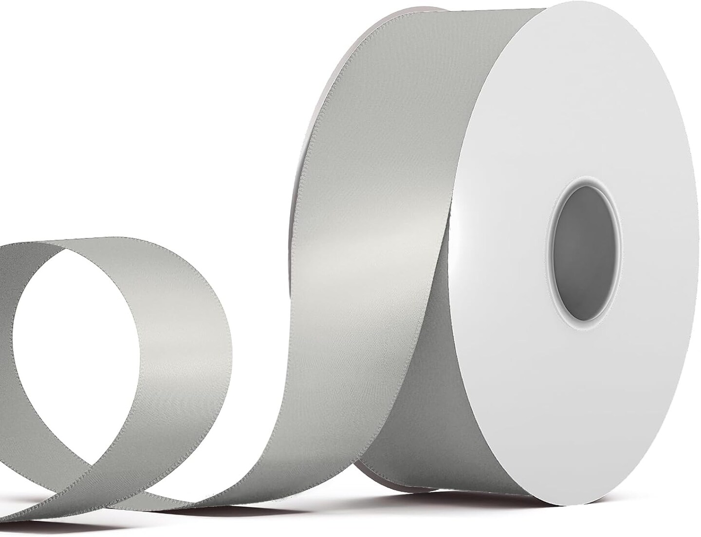 2 Inch Double Face Satin Ribbon Grey, 50Yards Craft Fabric Ribbon for Gift Wrapping, Floral Bouquets, Wedding Decoration