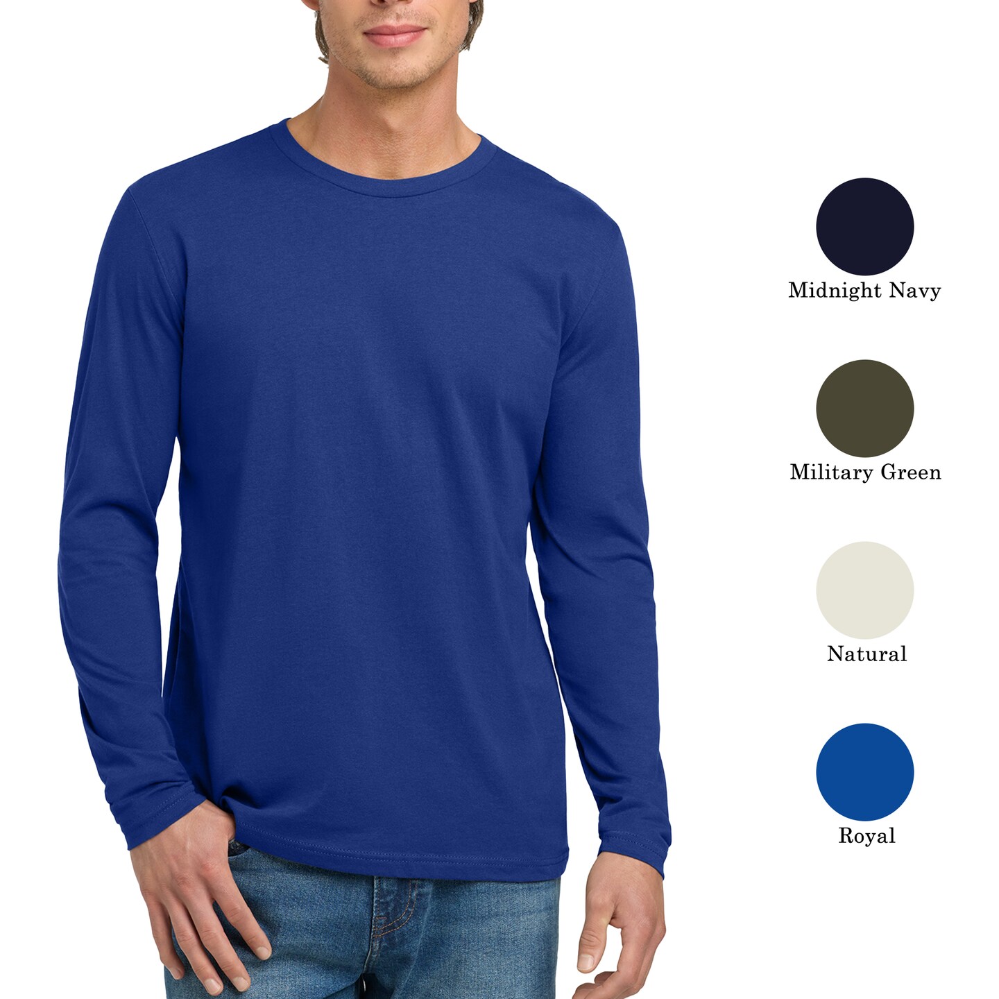 Next Level Cotton Long Sleeve T-Shirt, Men's Classic Crewneck