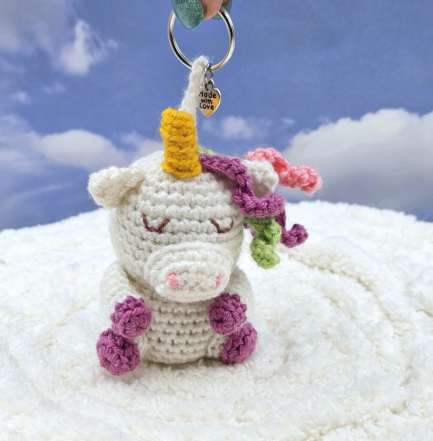 Unicorn Amigurumi Keychain, Key Charm, Ornament Crochet