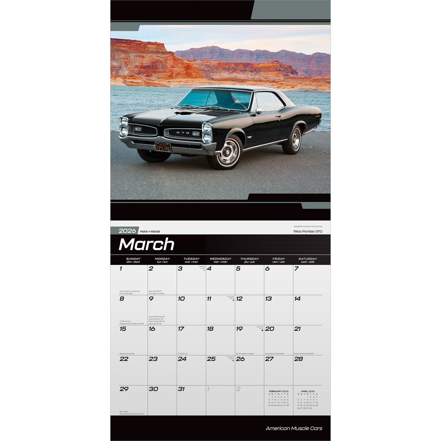 American Muscle Cars OFFICIAL | 2026 12 x 24 Inch (Hanging) Monthly Square Wall Calendar | Foil Stamped Cover