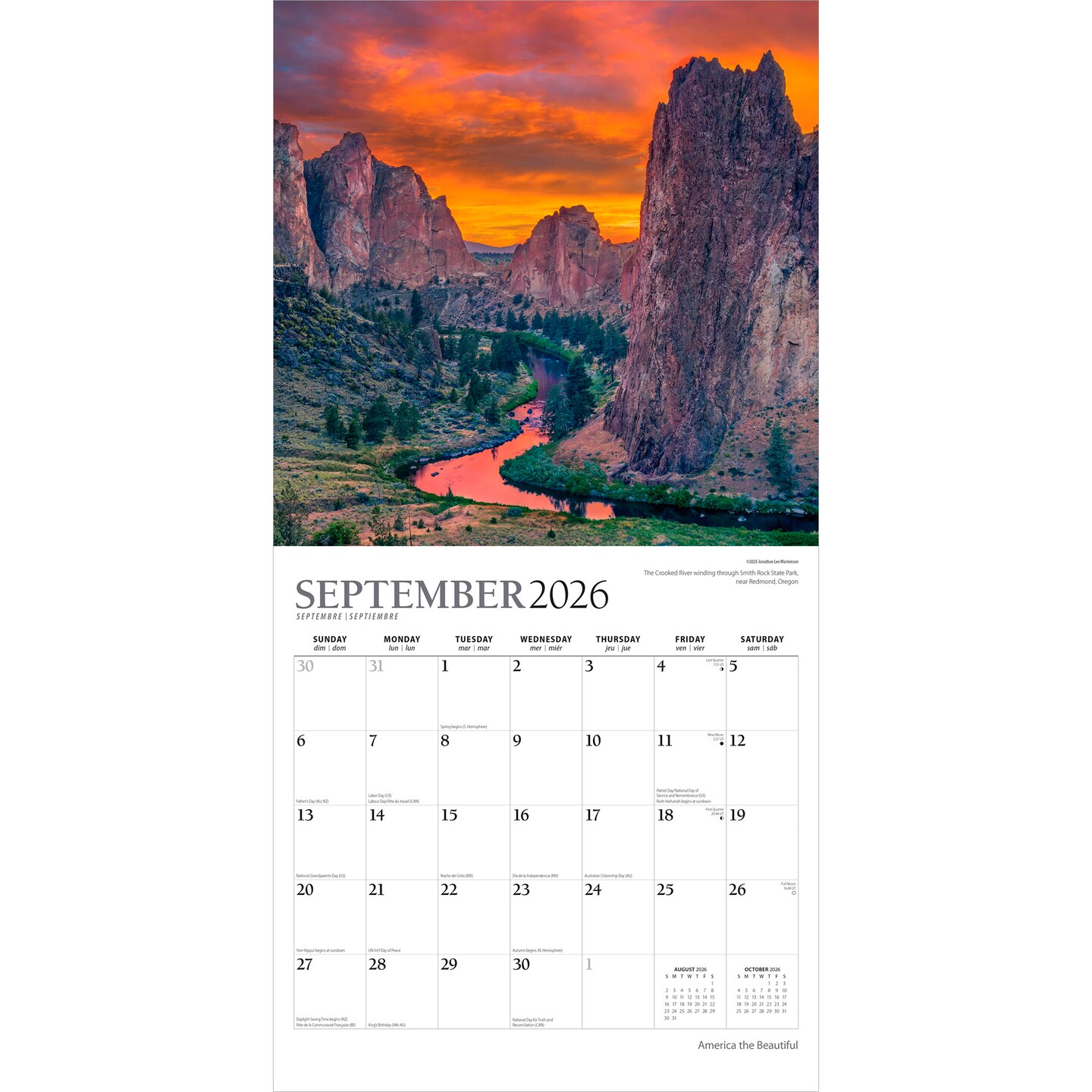 America the Beautiful | 2026 12 x 24 Inch (Hanging) Monthly Square Wall Calendar | Foil Stamped Cover