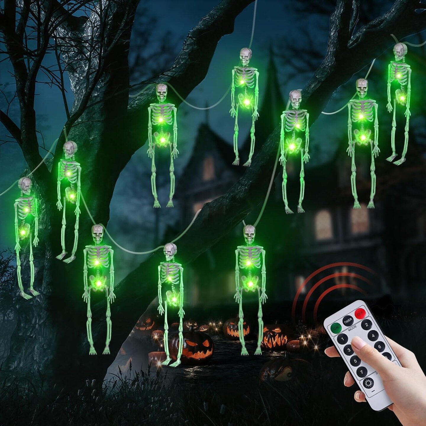 Skeletons Halloween Lights for Home Door Porch Yard Lawn Garden Pathway Indoor Outdoor Decor Halloween Party Decorations
