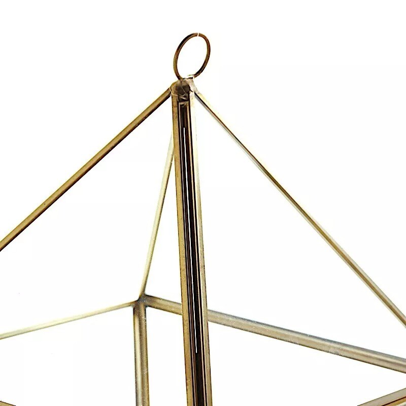 9" tall Clear Gold Geometric Glass Terrarium Vase Metal Frame Home Centerpieces