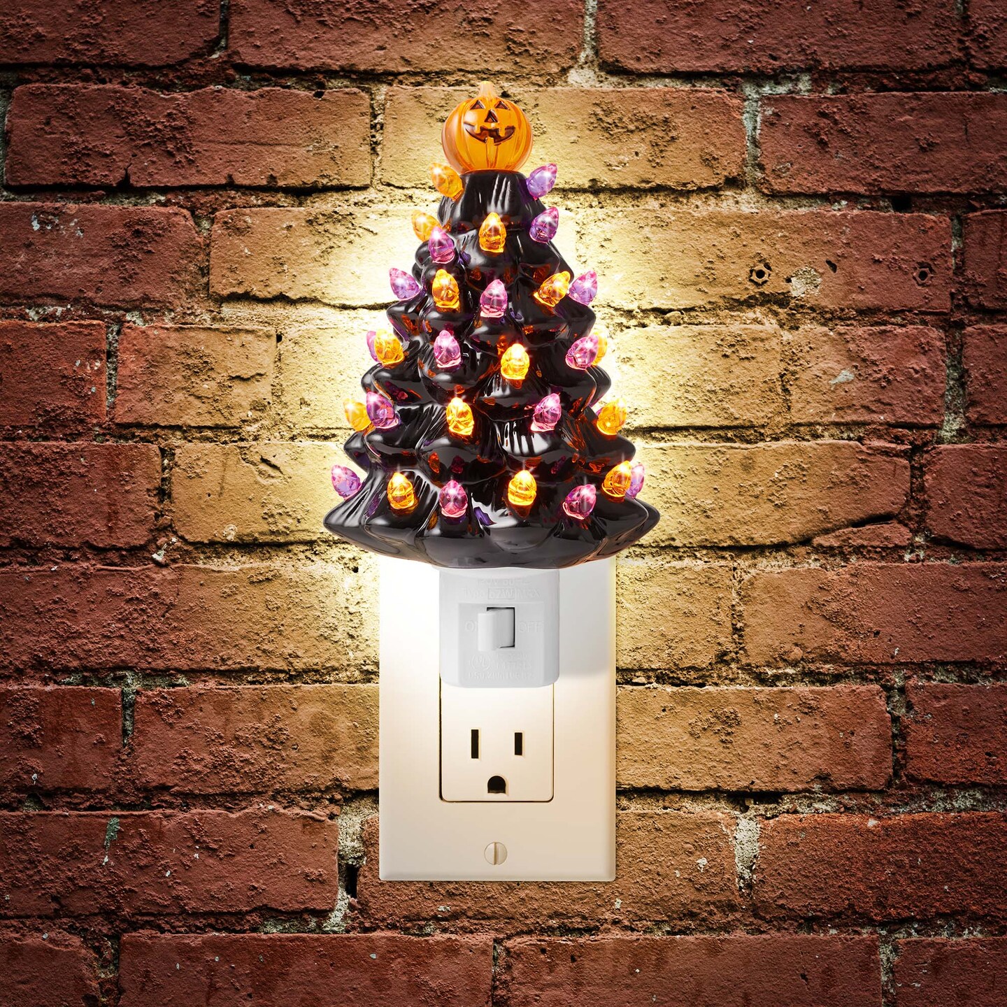 Casafield Ceramic Holiday Night Light - Vintage Decorative Night Light with Bulbs and Star Topper