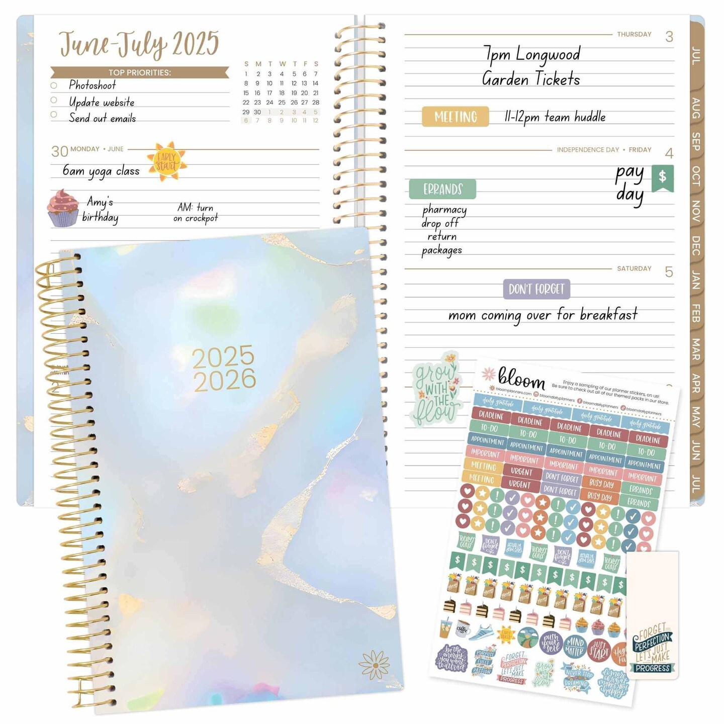 bloom daily planners 2025-26 Academic Planner, Soft Cover, 5.5&#x22; x 8.25&#x22;, Iridescent Opal