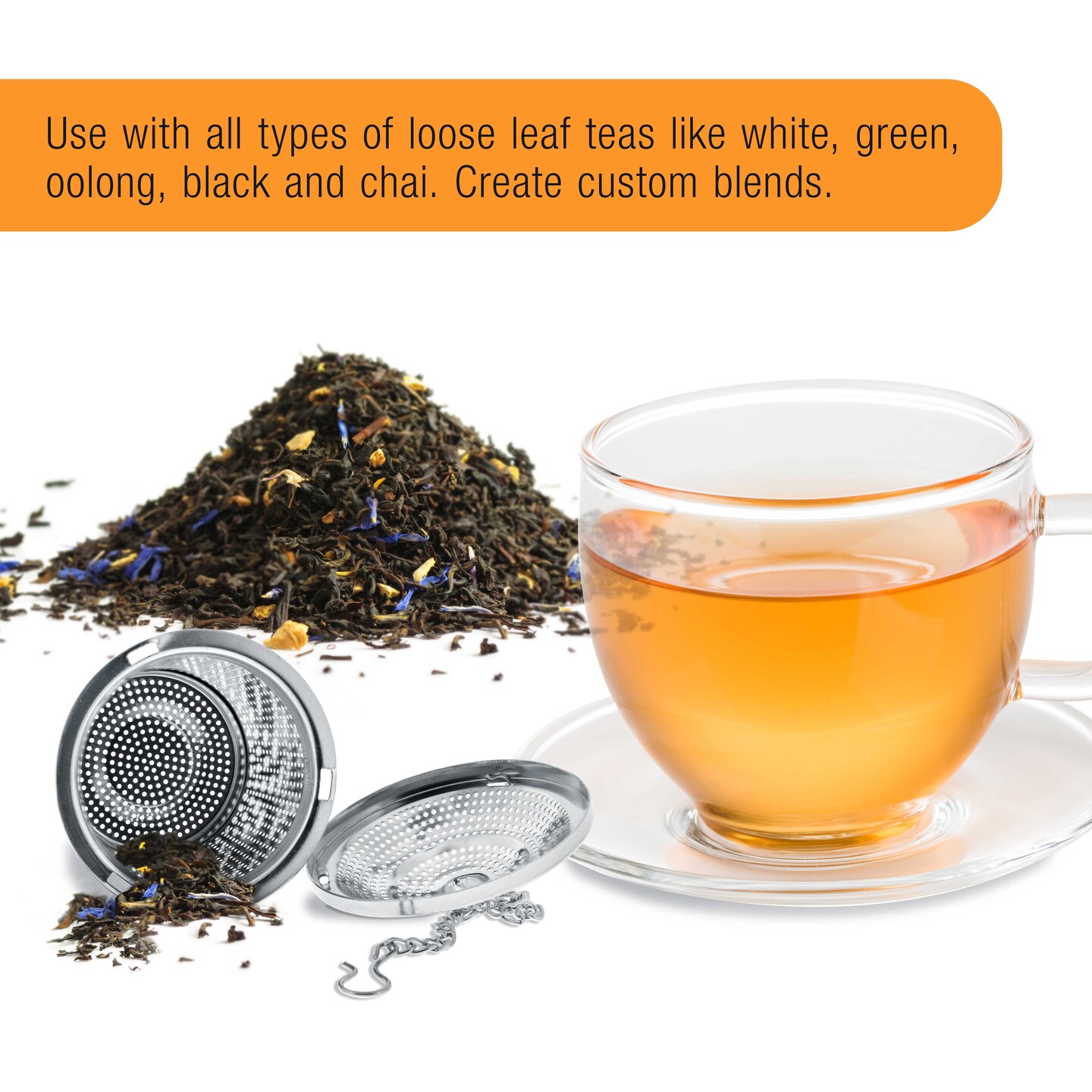 U.S. Kitchen Supply&#xAE; - 2 Premium Stainless Steel Tea Ball Strainer Infusers - 2&#x22; Size with Micro Perforated Mesh - Steep Loose Leaf Tea, Herbal, Spices