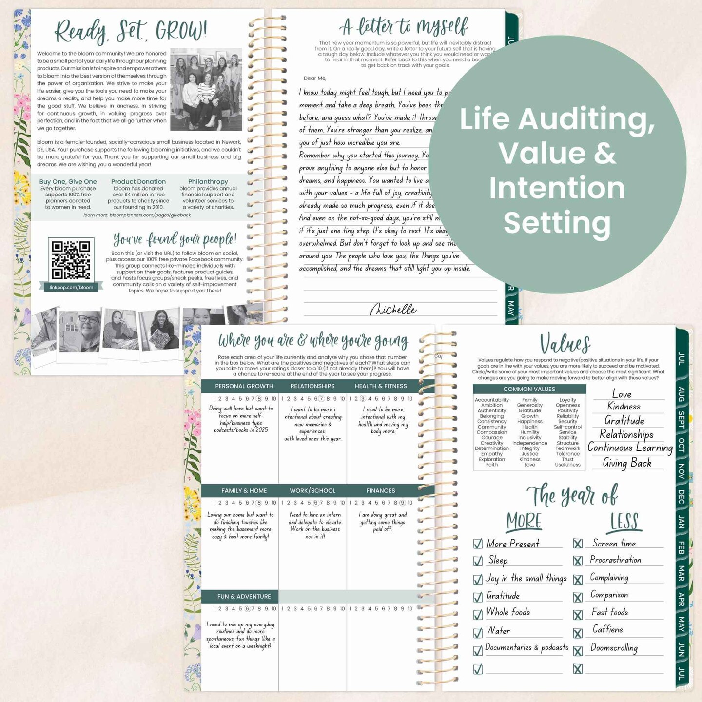 bloom daily planners 2025-26 Academic Planner, Soft Cover, 4&#x22; x 6&#x22;, Garden Party, Beige