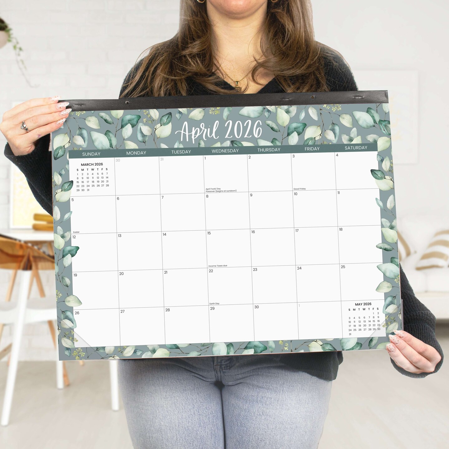 bloom daily planners 2025-26 Academic Desk & Wall Calendar, 16" x 21", Greenery
