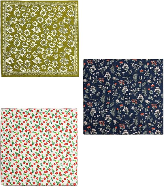 Multicolored 22''x22'' Cotton Bandana for Women and Men Multi-purpose Headband Hair Scarf Protective Coverage