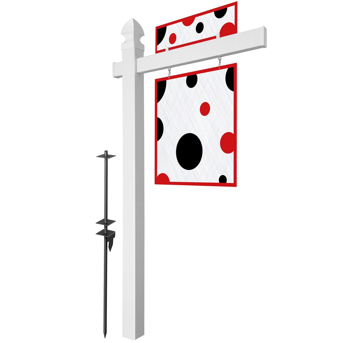 Casafield  Real Estate Sign Post for Open House and Yard Sale Signs with Flat Cap and Gothic Cap Options - Vinyl PVC - White