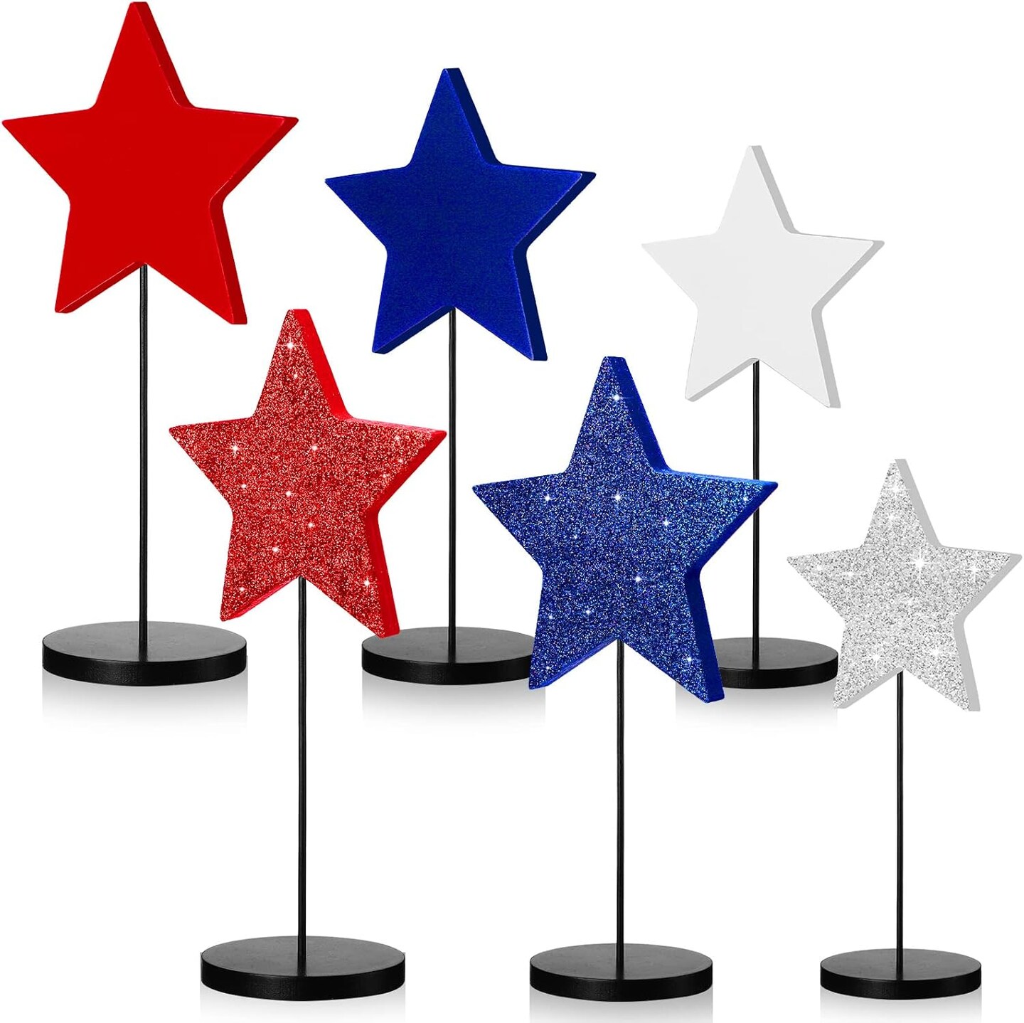 6 Pcs 4th of July Day Tall Standing Star