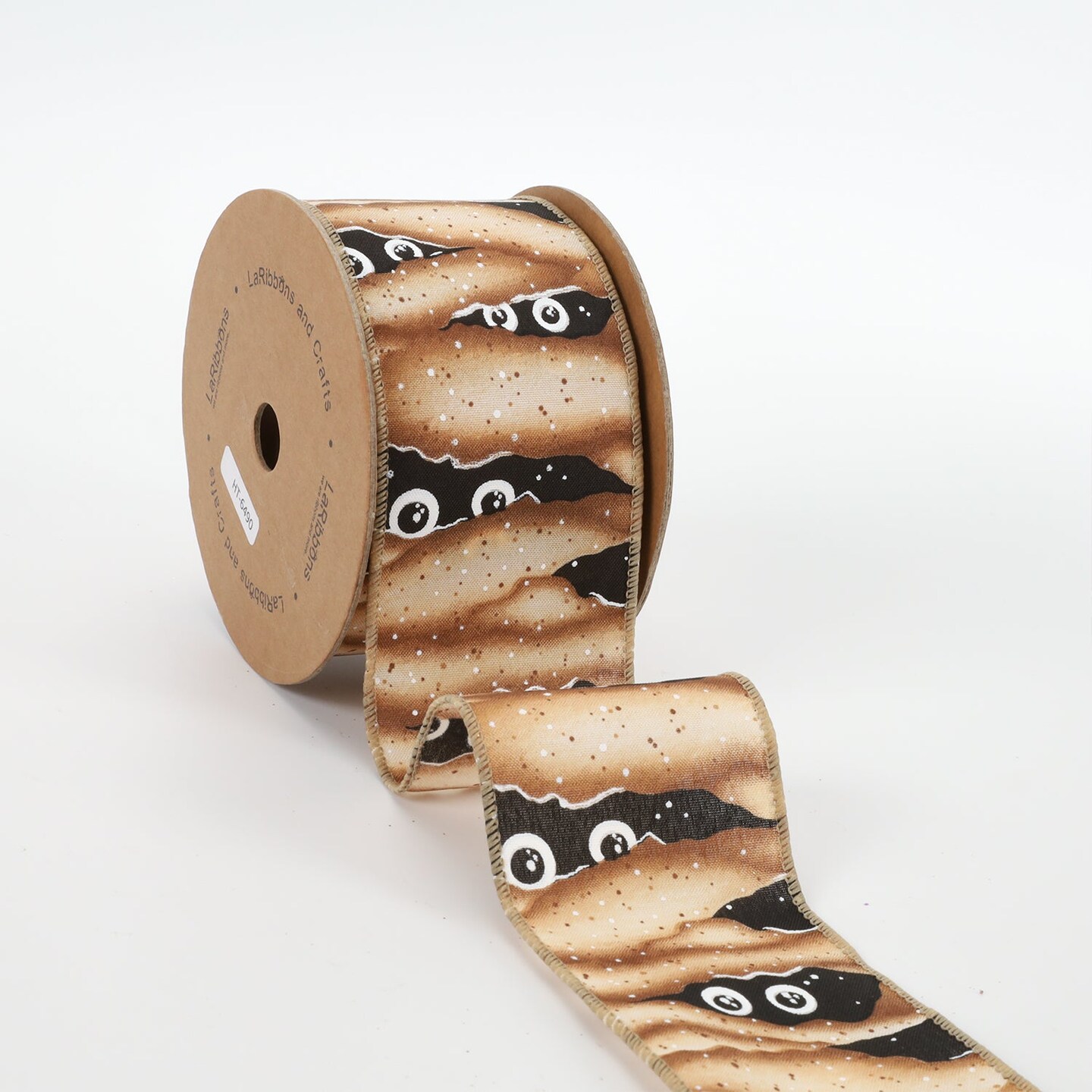 LaRibbons 2 1/2&#x22; Wired Ribbon | &#x22;Mummy&#x22; Brown/Black/White | 10 Yard Roll