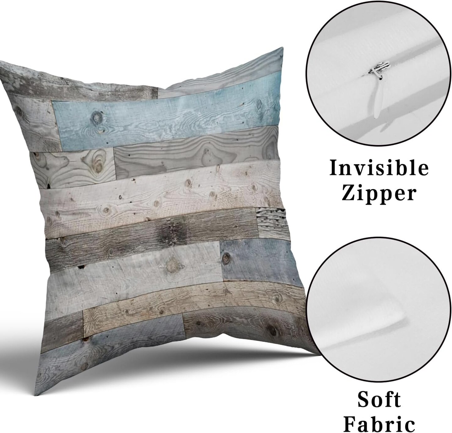Wood Grain Throw Pillow Covers, Vintage Barnwood Cushion Covers, Rustic Wooden Country Style Square Pillowcases for Sofa Couch Bedding Farmhouse Deco
