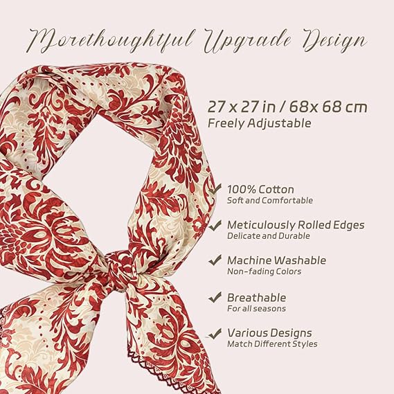 Cotton Bandana,Large Bandanas for Women,Head Coverings for Women,Head Scarf Handkerchief, Square Scarf Headband