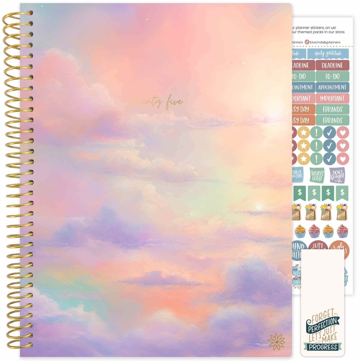 bloom daily planners 2025 Soft Cover Planner, 8.5" x 11", Cotton Candy Clouds