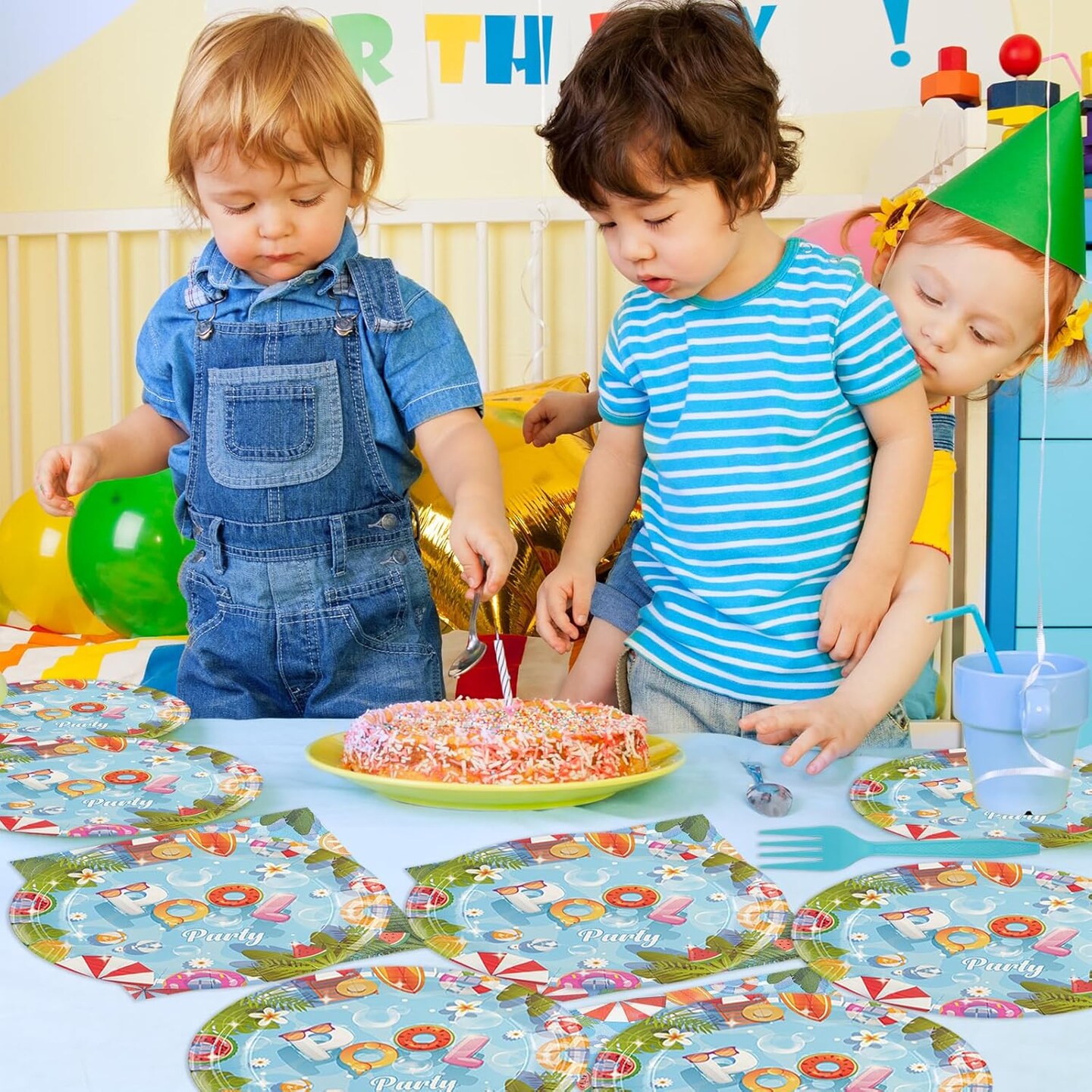 96 Pcs Beach Party Supplies Paper Plates Napkins Summer Beach Hawaiian Pool