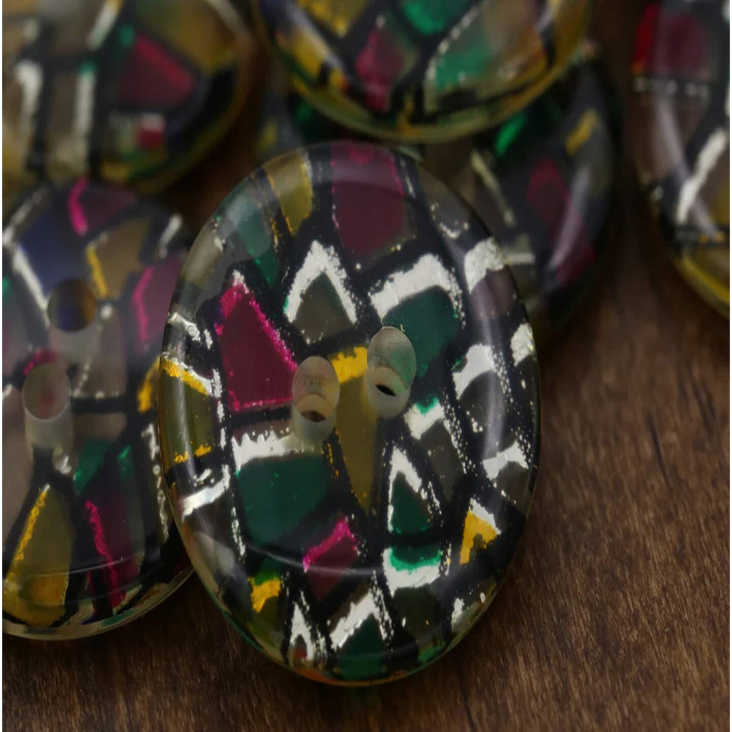 4 Pieces Colorful Gold Glitter Art Deco Shards Buttons 1.125 Inch