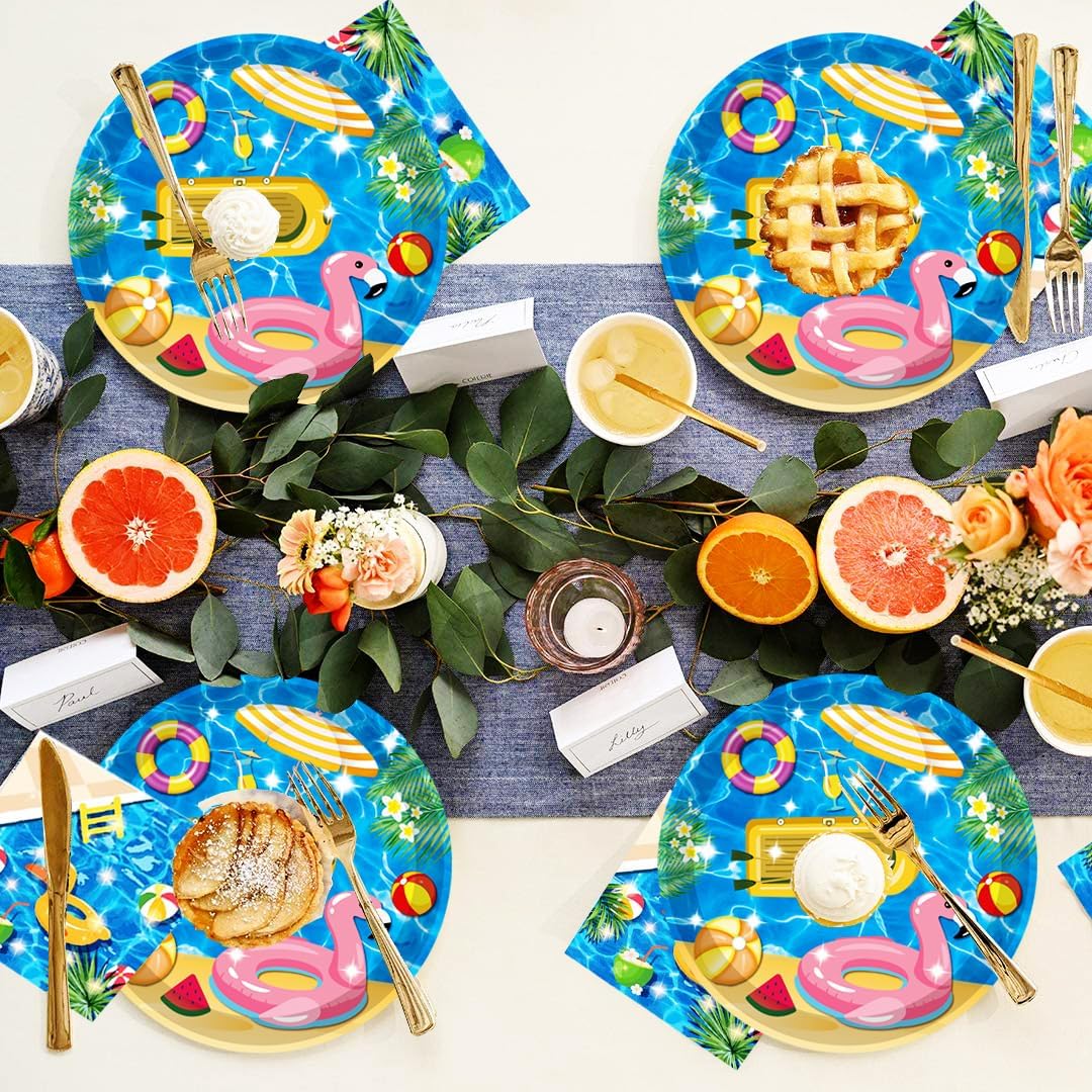 40 Pcs Beach Party Supplies,Beach Ball Pool Summer Party Plates