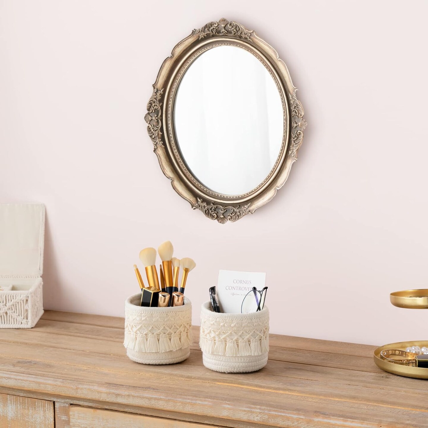 Macrame Makeup Brush Holder Organizer (Ivory)