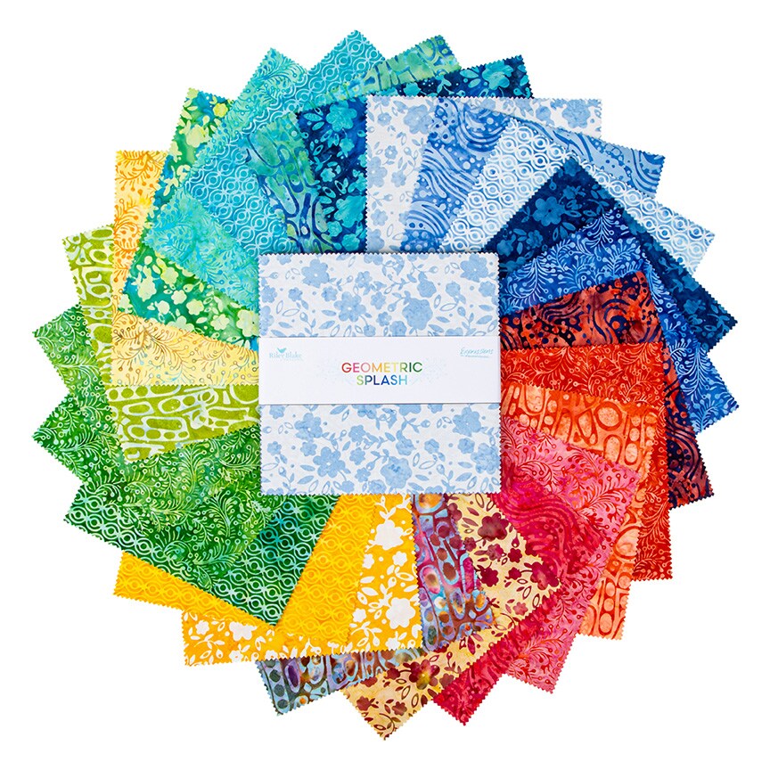Expressions Batiks 10&#x22; Square Pack in Geometric Splash