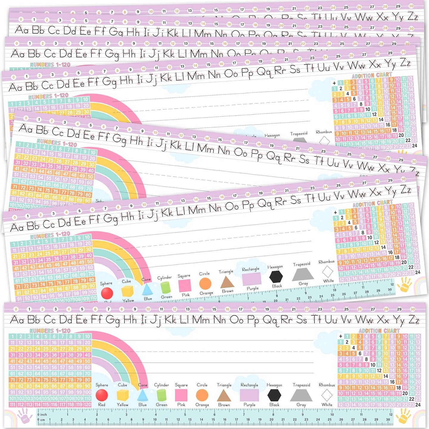 30 Bright Pastel Desk Name Tags for Classroom (Bright Pastel) 14x4