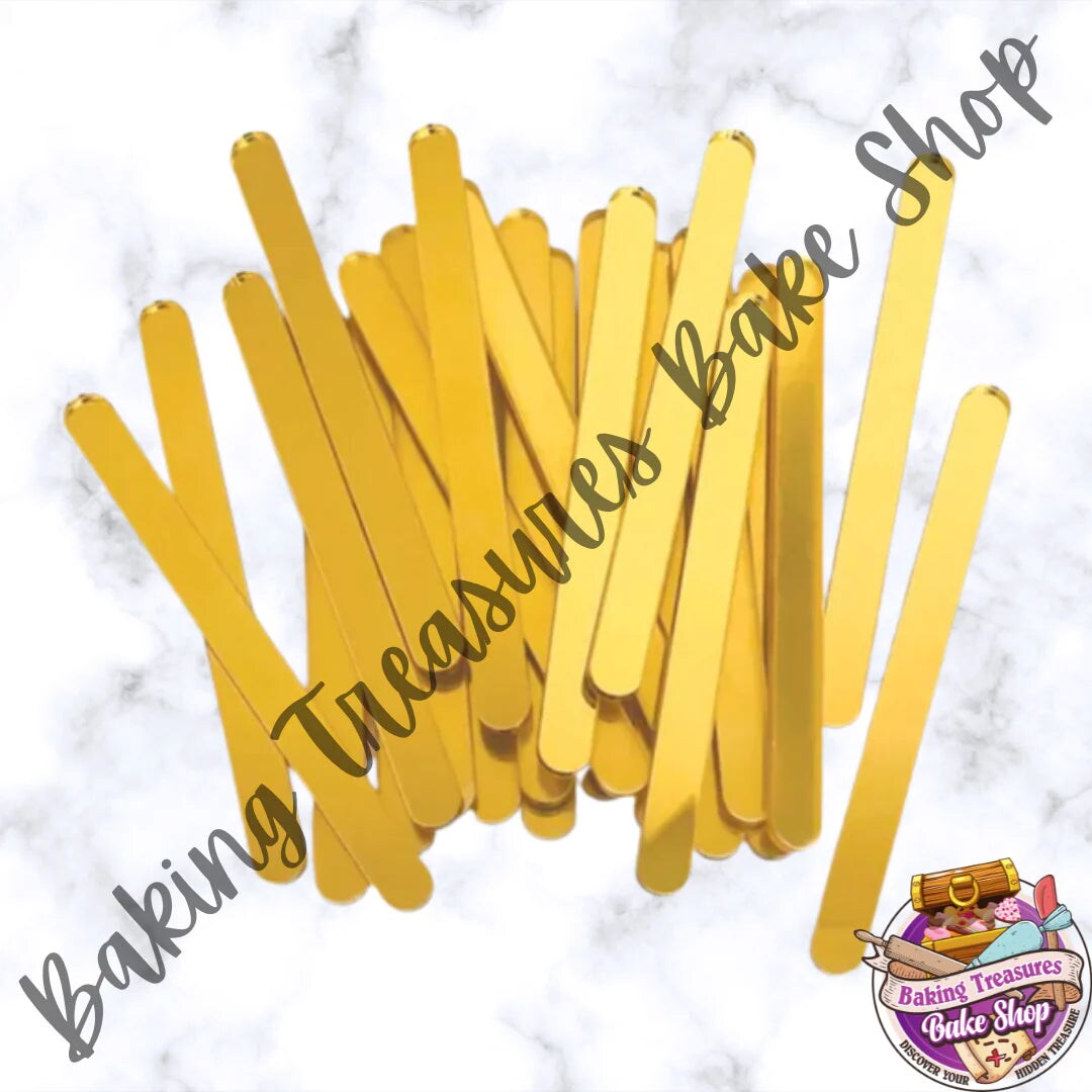 Mirror Acrylic Popsicle Sticks - Gold