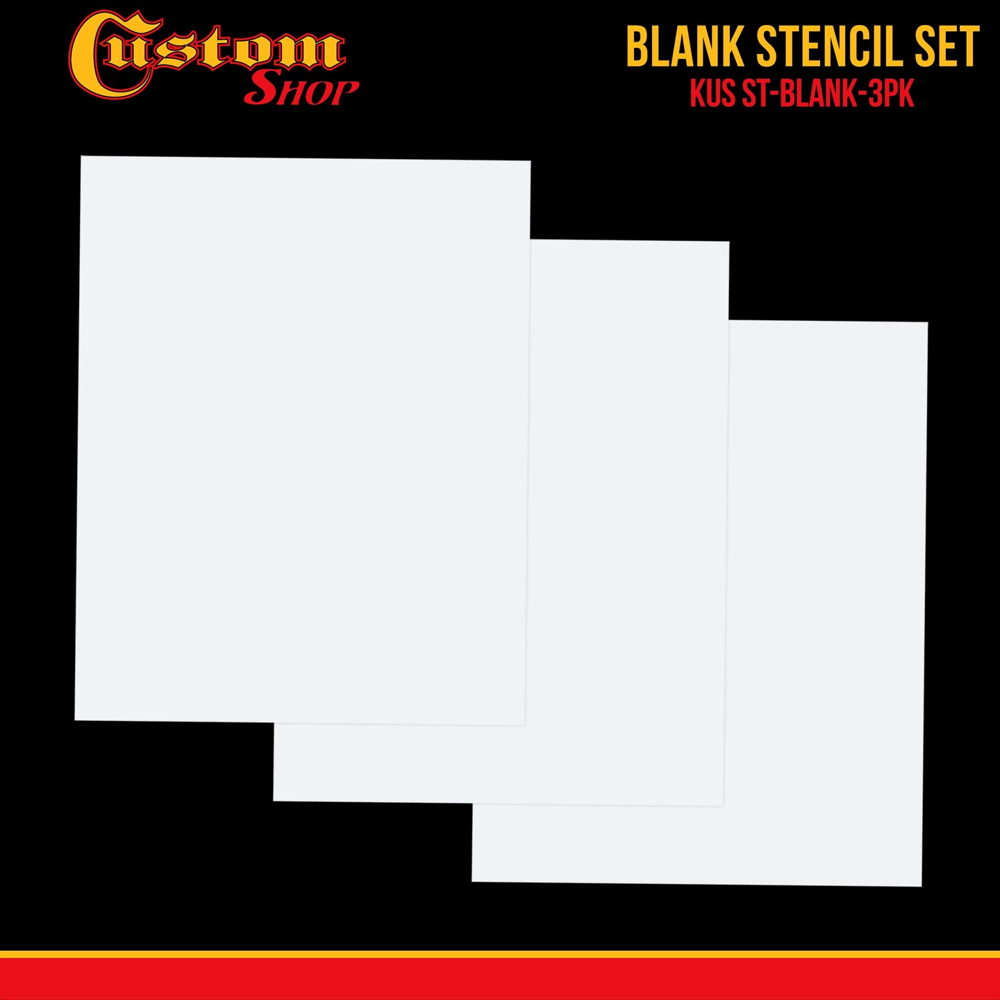 Custom Shop 8&#x22; x 10&#x22; Airbrush Stencil Blanks (Pack of 3 Sheets) - Make, Cut Your Own Stencil Designs - Thick Reusable Mylar