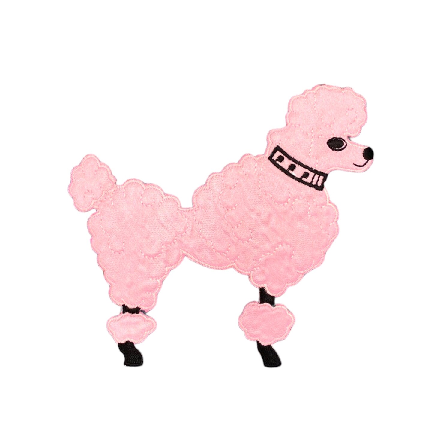 4 inch, Pink Poodle, Retro, Facing Right, Embroidered, Iron on Patch