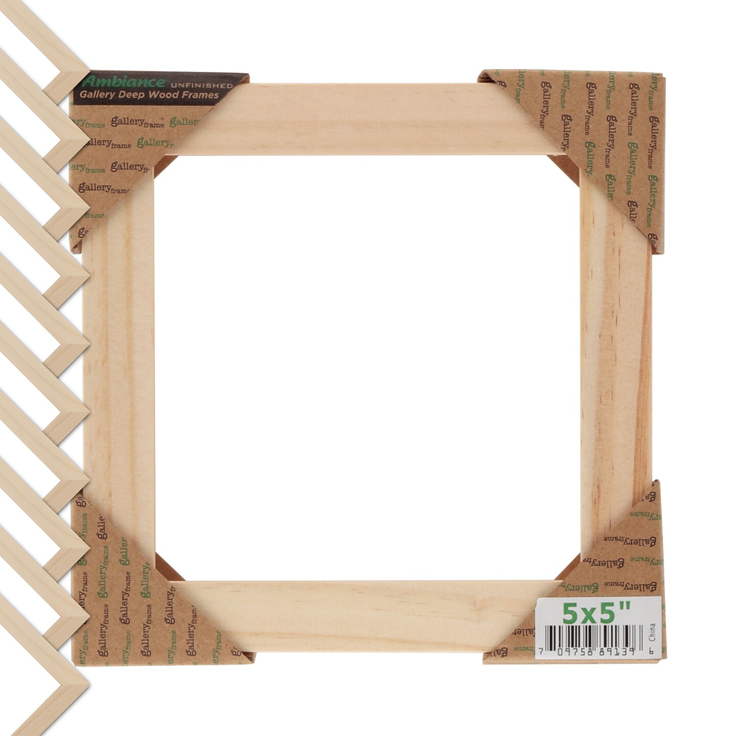 Creative Mark Unfinished Deep Gallery Frame, 10-Pack, 5x5" Open Back Natural Wood Frames, No Glass or Backing for Canvas and Mounted Artwork, 3/4" Face, 1-1/4" Deep