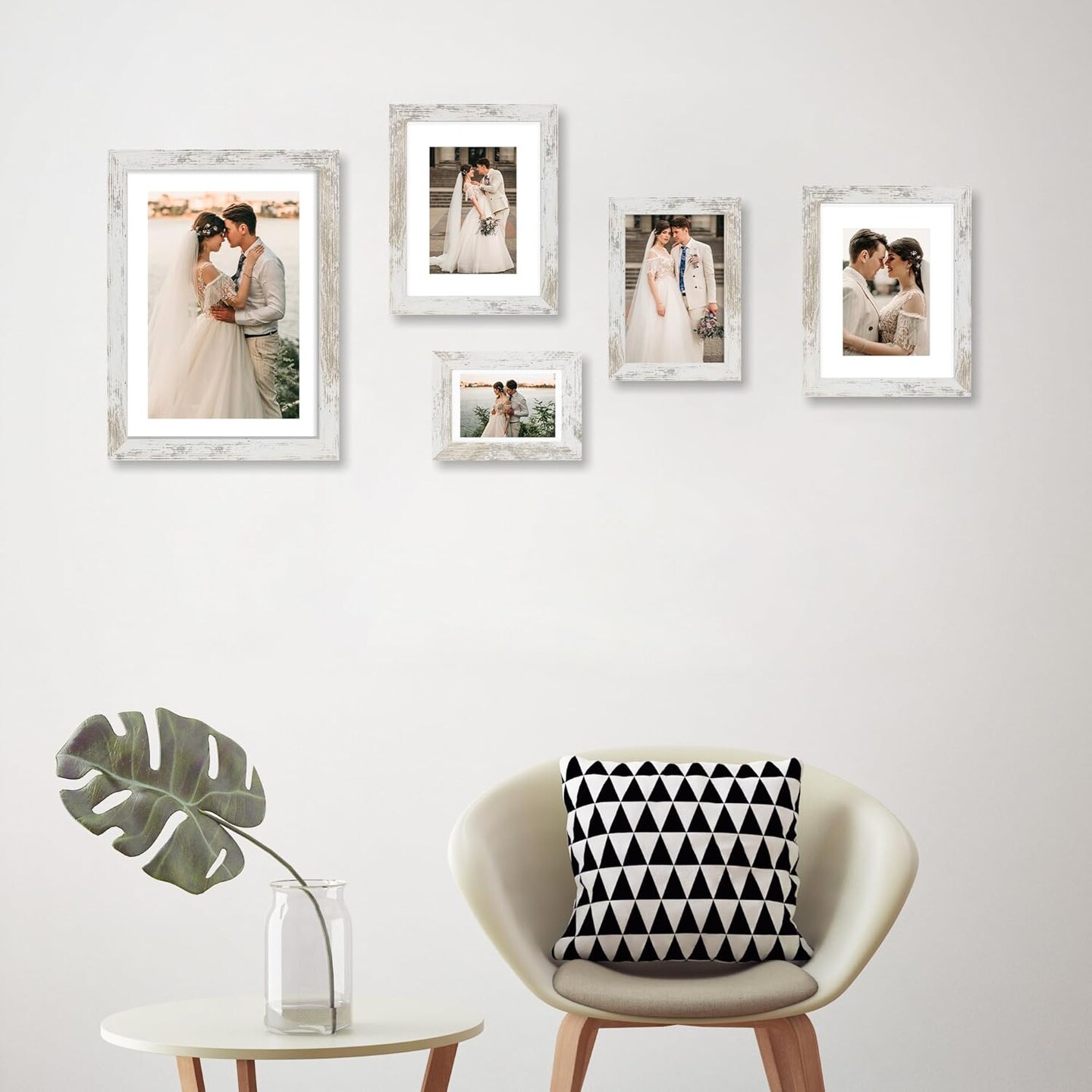 10x14 Picture Frame Set of 2 with Tempered Glass, Distressed White Photo Frames Display 8x12 Picture Frame with Mat or 10 x 14 Without Mat for Horizontal or Vertical Wall Mounting