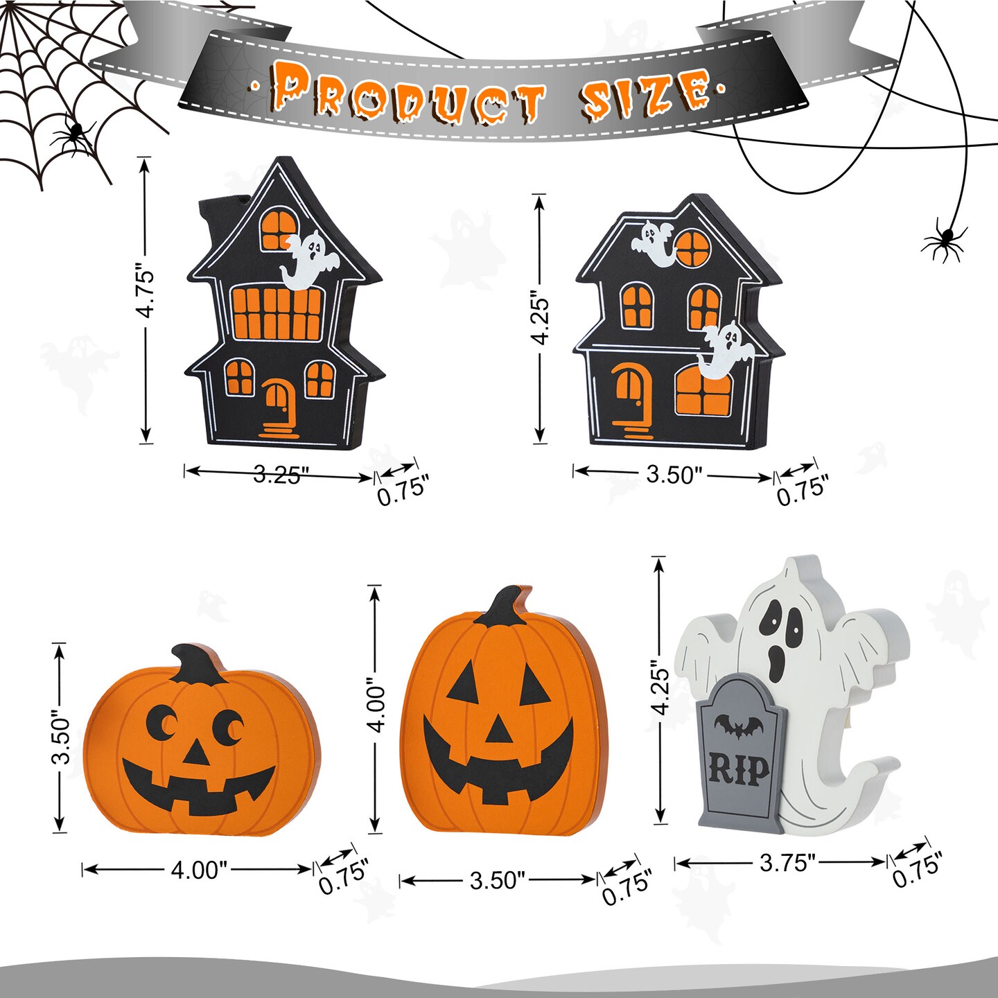 Set of 12 Halloween Wooden Haunted Table Block Set