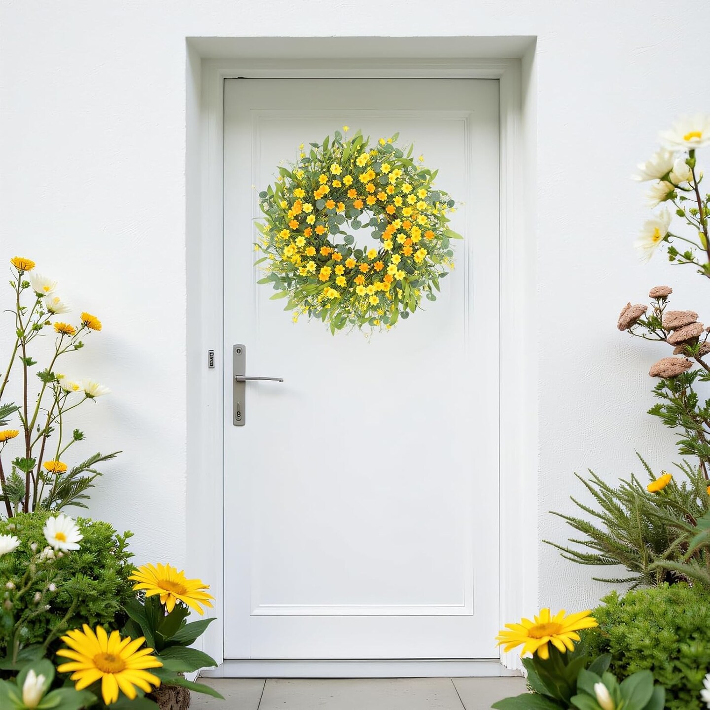 24" Yellow Daisy Summer Wreath – Handmade Front Door & Home Décor