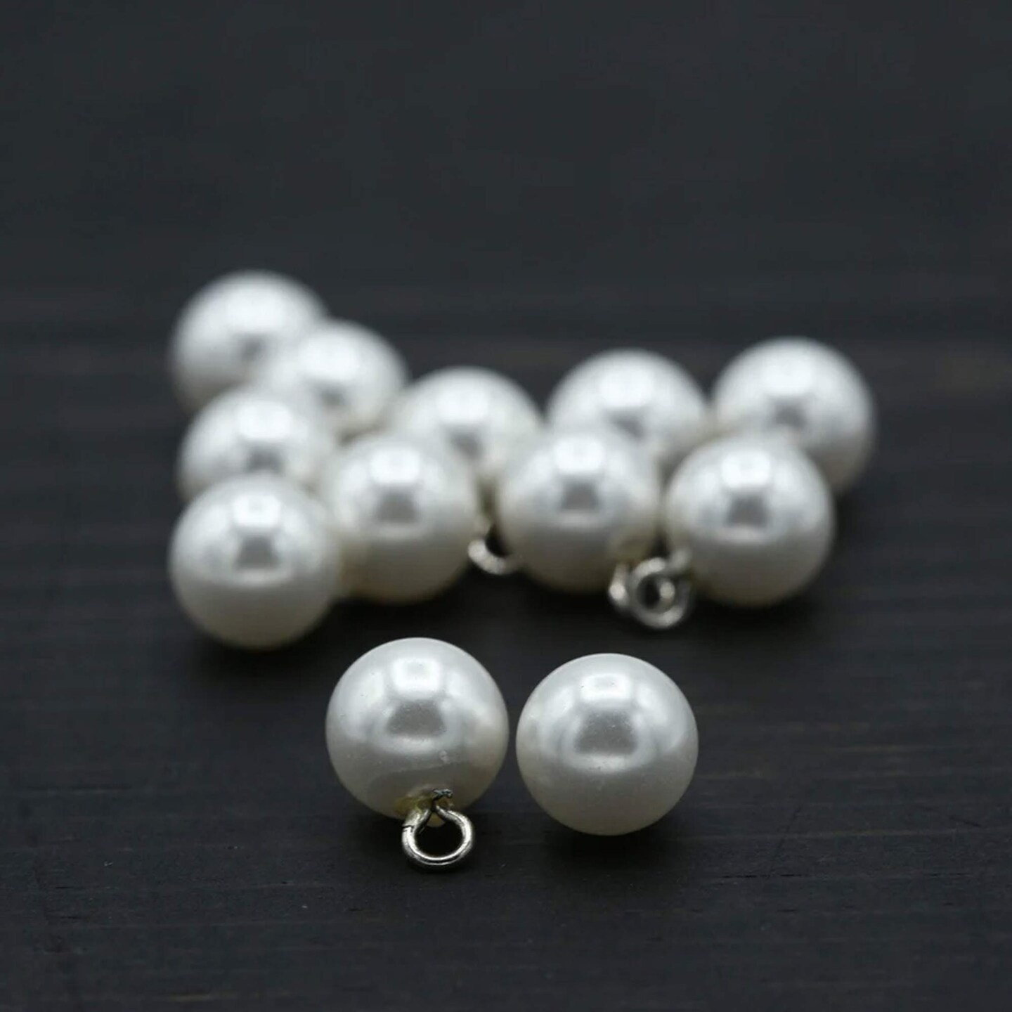 1 Dozen Ivory Pearl Beads with Metal Hooks 11mm 7/16" Hanging Embellishments for Bridal Crafts