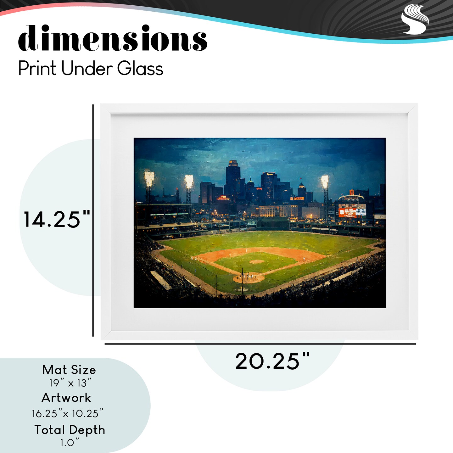Stupell Industries Baseball Stadium at Night Framed Print Under Glass, design by Arlington Prints