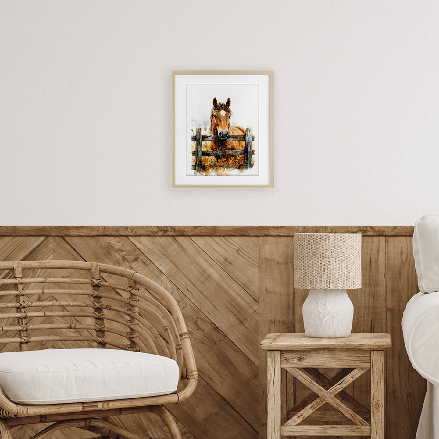 Stupell Industries Cowboy's Horse & Fence Framed Print Under Glass, design by Christine Simpson Art