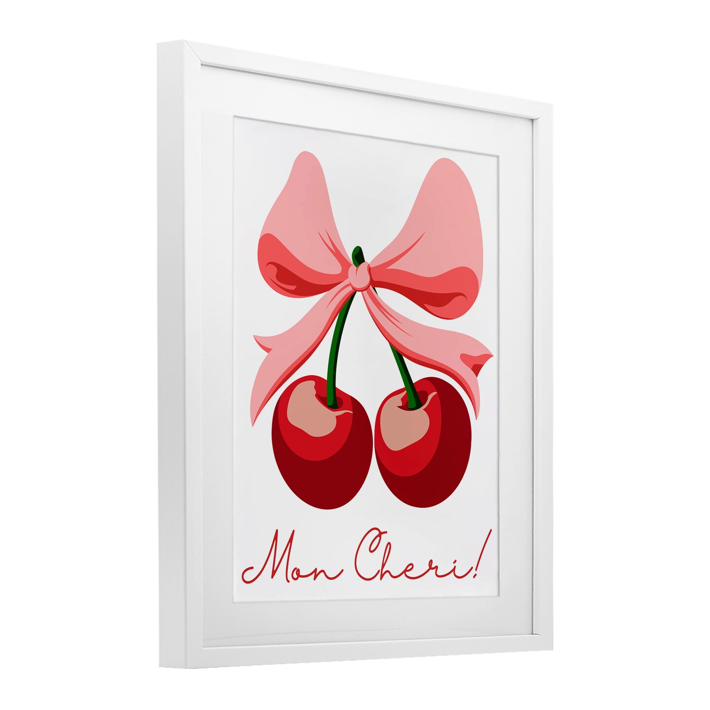 Stupell Industries Mon Cheri Bow Cherries Framed Print Under Glass, design by Marcus Prime