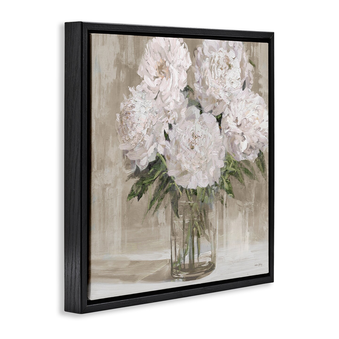 Stupell Industries Peony Blooms Beige Neutral Floating Frame, design by Amber Sterling