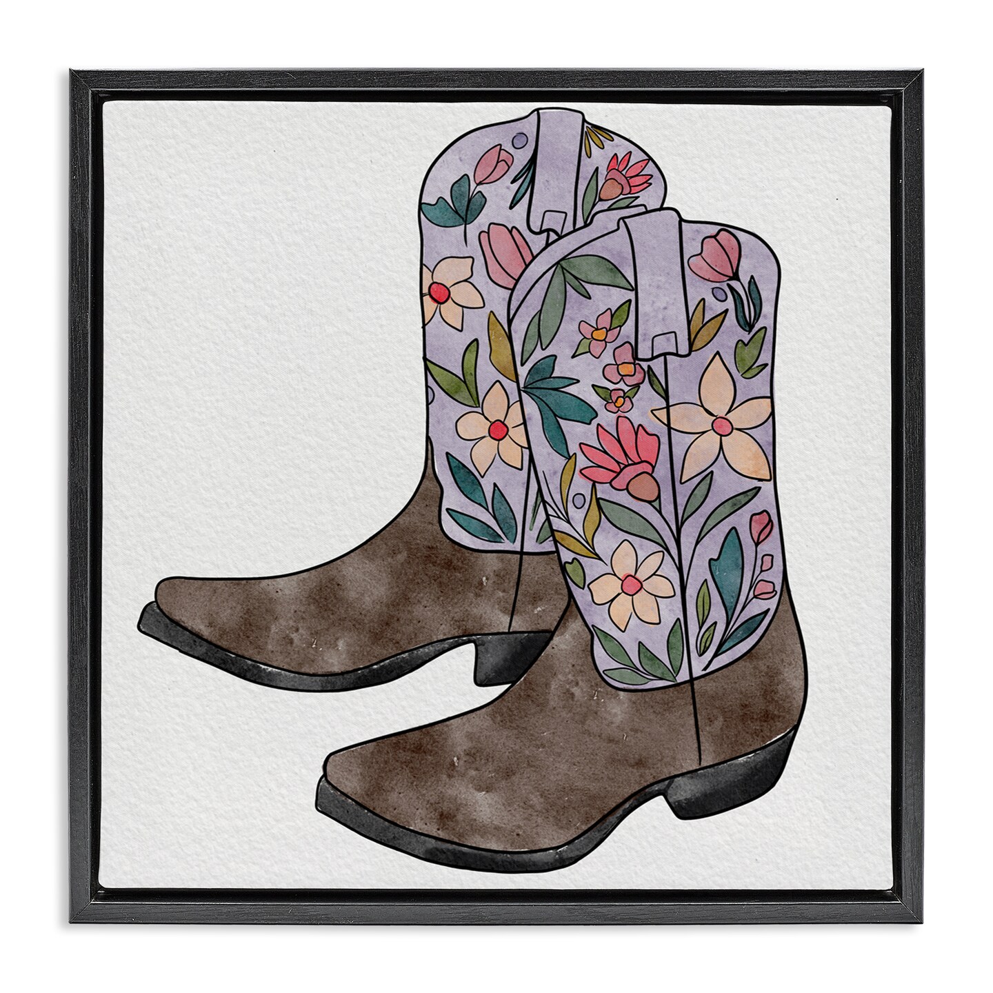 Stupell Industries Wildflower Cowboy Boots Floating Frame, design by ...