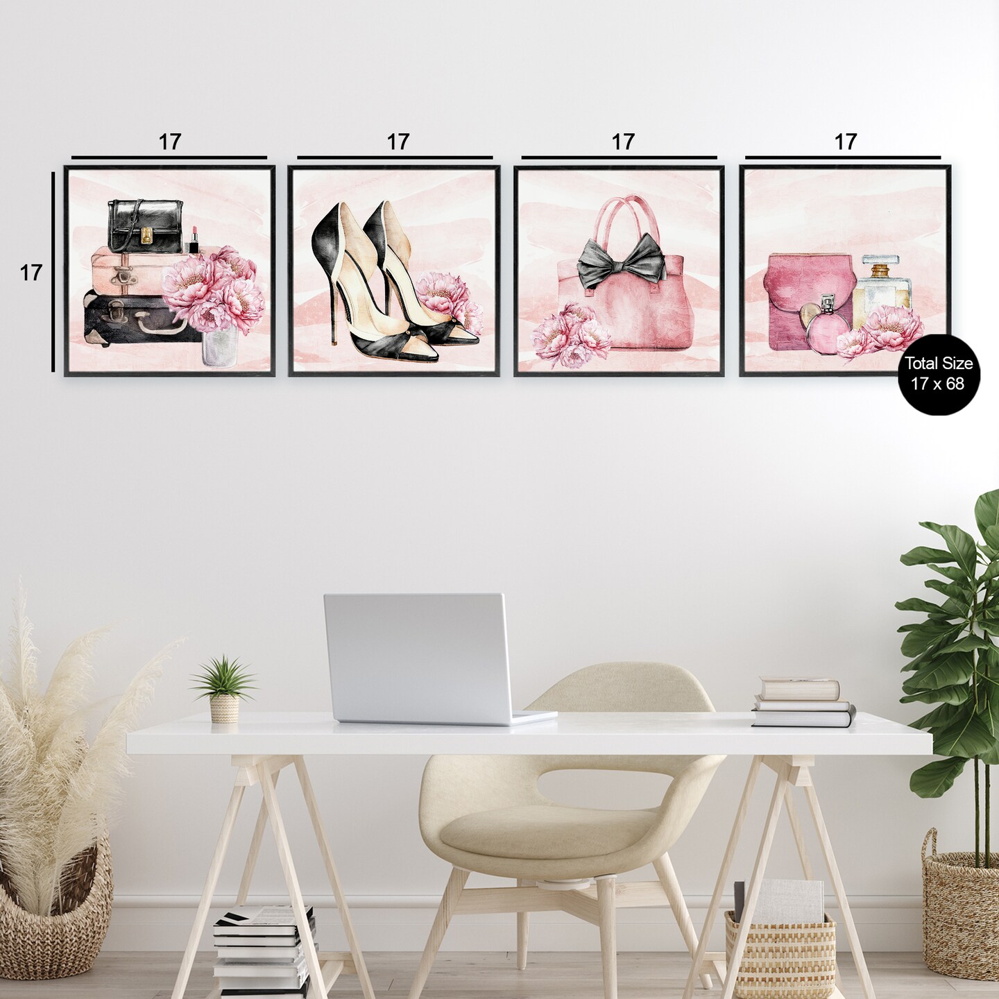 Stupell Industries Glam Time Fashion Items 4pc Framed Giclee Set, design by Kim Allen