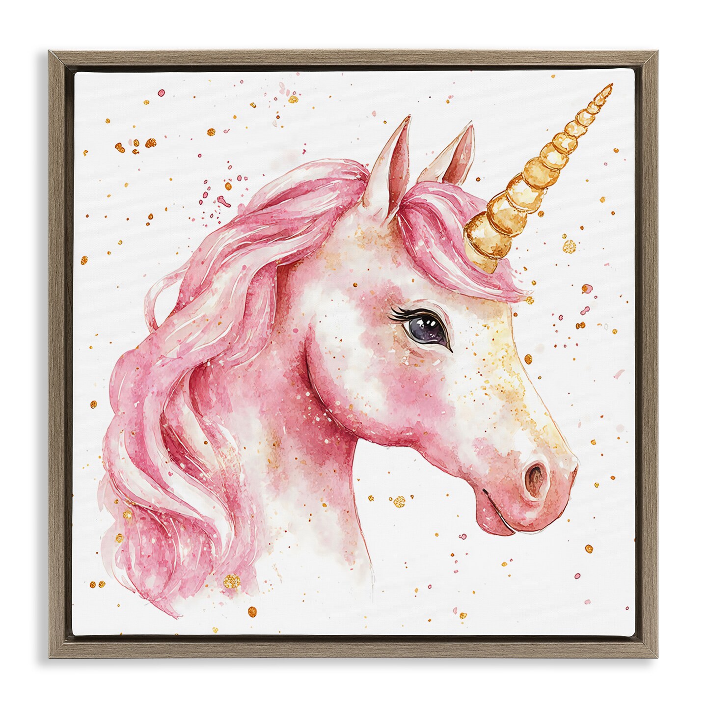 Stupell Industries Pink Unicorn with Paint Splatter Floating Frame, design by Creative Studio