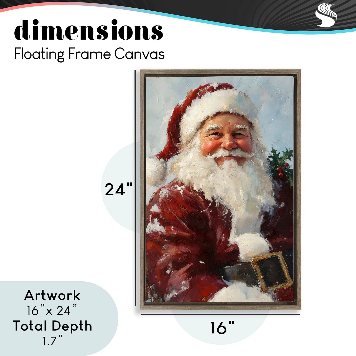 Stupell Industries Rosy Cheeked Santa Smile Floating Frame, design by Petal Prints Design