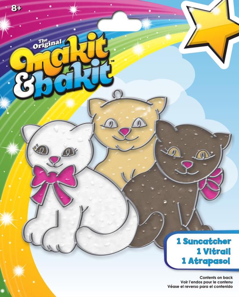 DIY Makit & Bakit Cats Kittens Stained Glass Suncatcher Kit Kids Craft Project