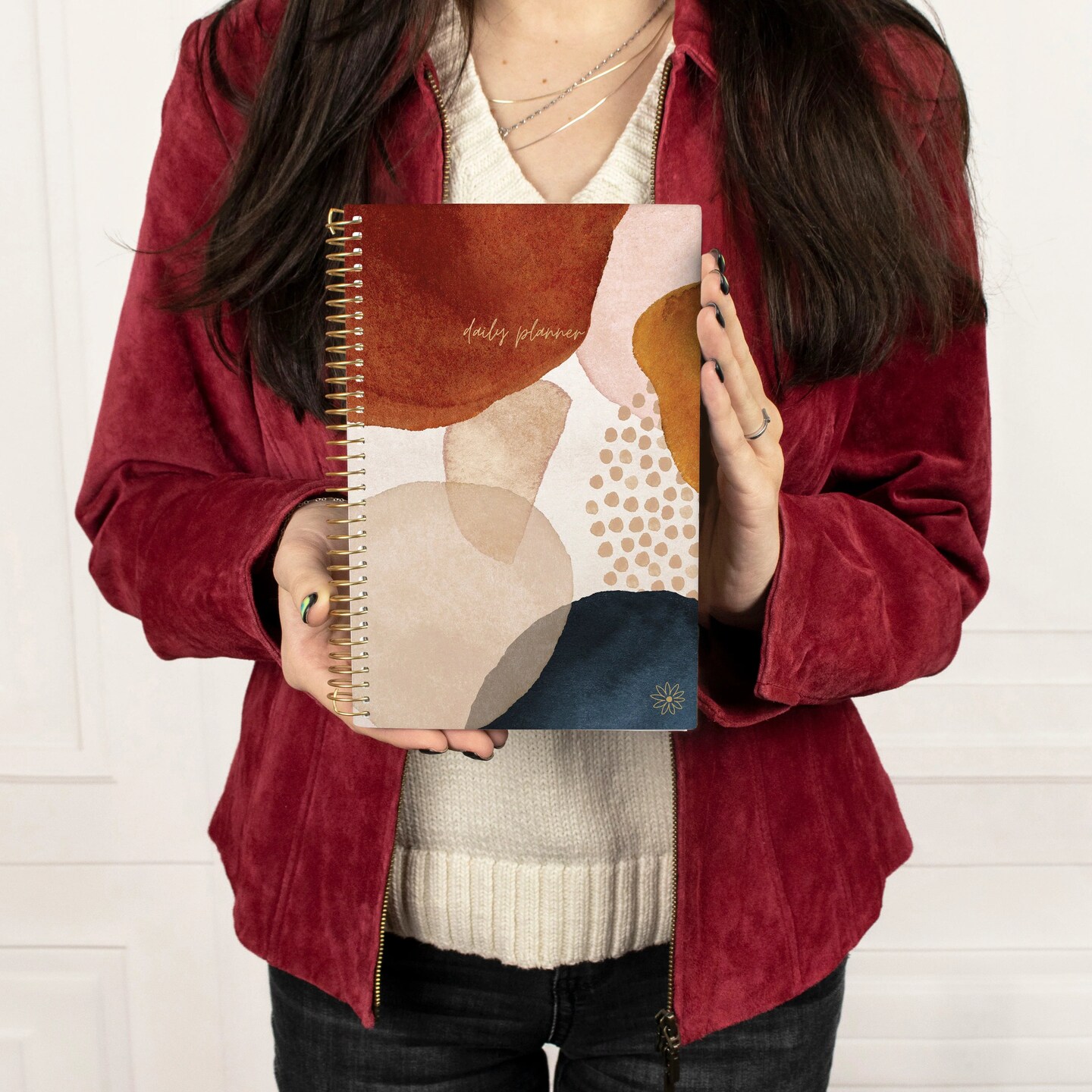 bloom daily planners Undated Soft Cover Planner, 5.5" x 8.25", Earthy Abstract, Blue