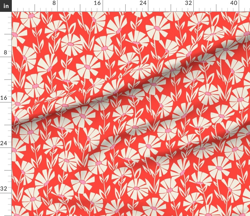 Floral Silhouette Custom Printed Fabric by Spoonflower Various Fabrics by the Yard or Fat Quarter