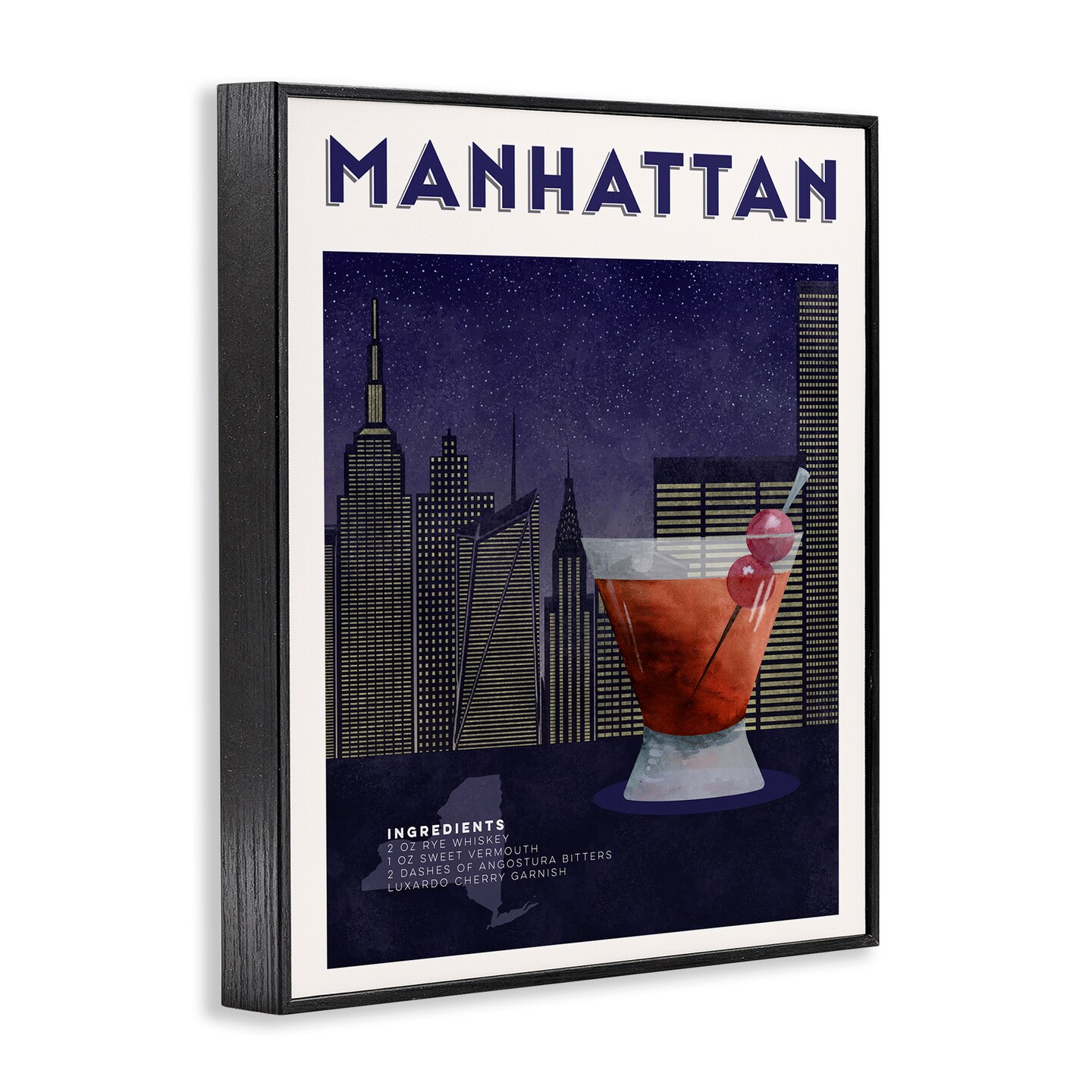Stupell Industries Retro Manhattan Cocktail Cityscape Framed Giclee, design by Brett Blumenthal