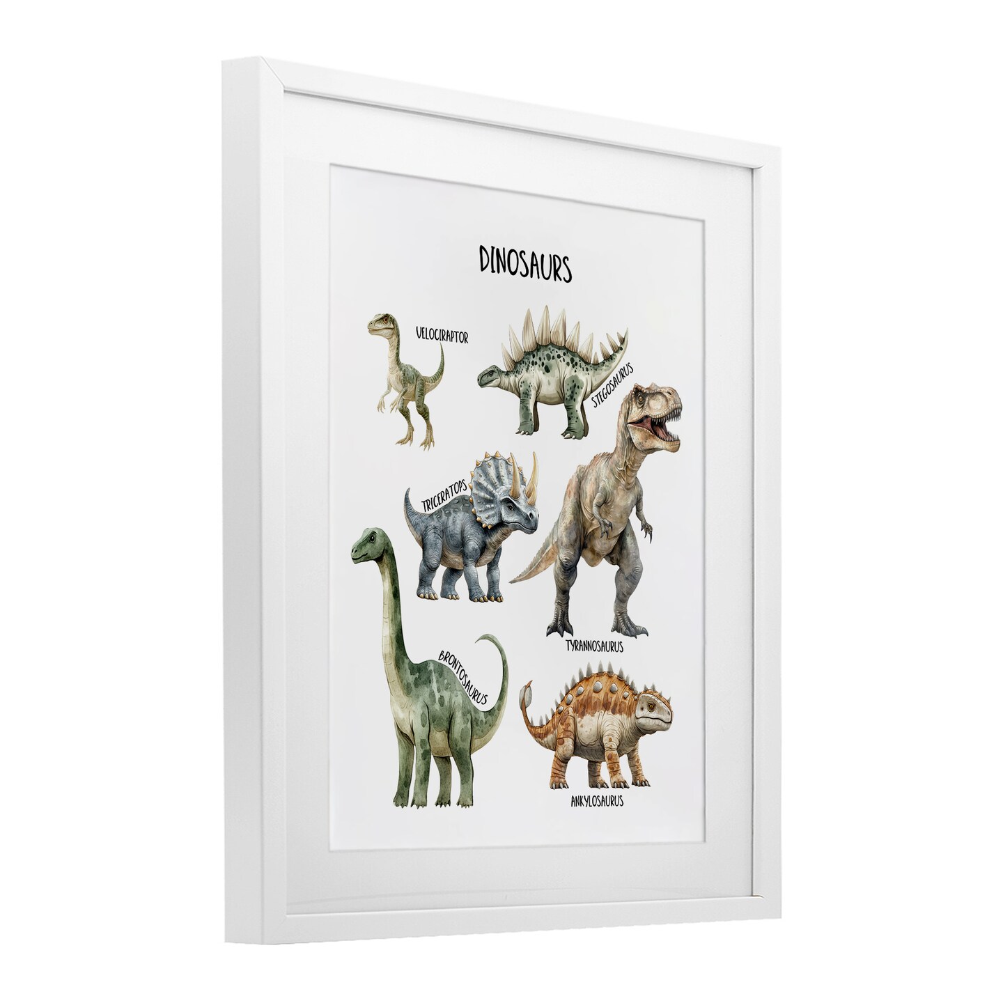 Stupell Industries Educational Meet The Dinosaurs Framed Print Under Glass, design by Christine Simpson Art