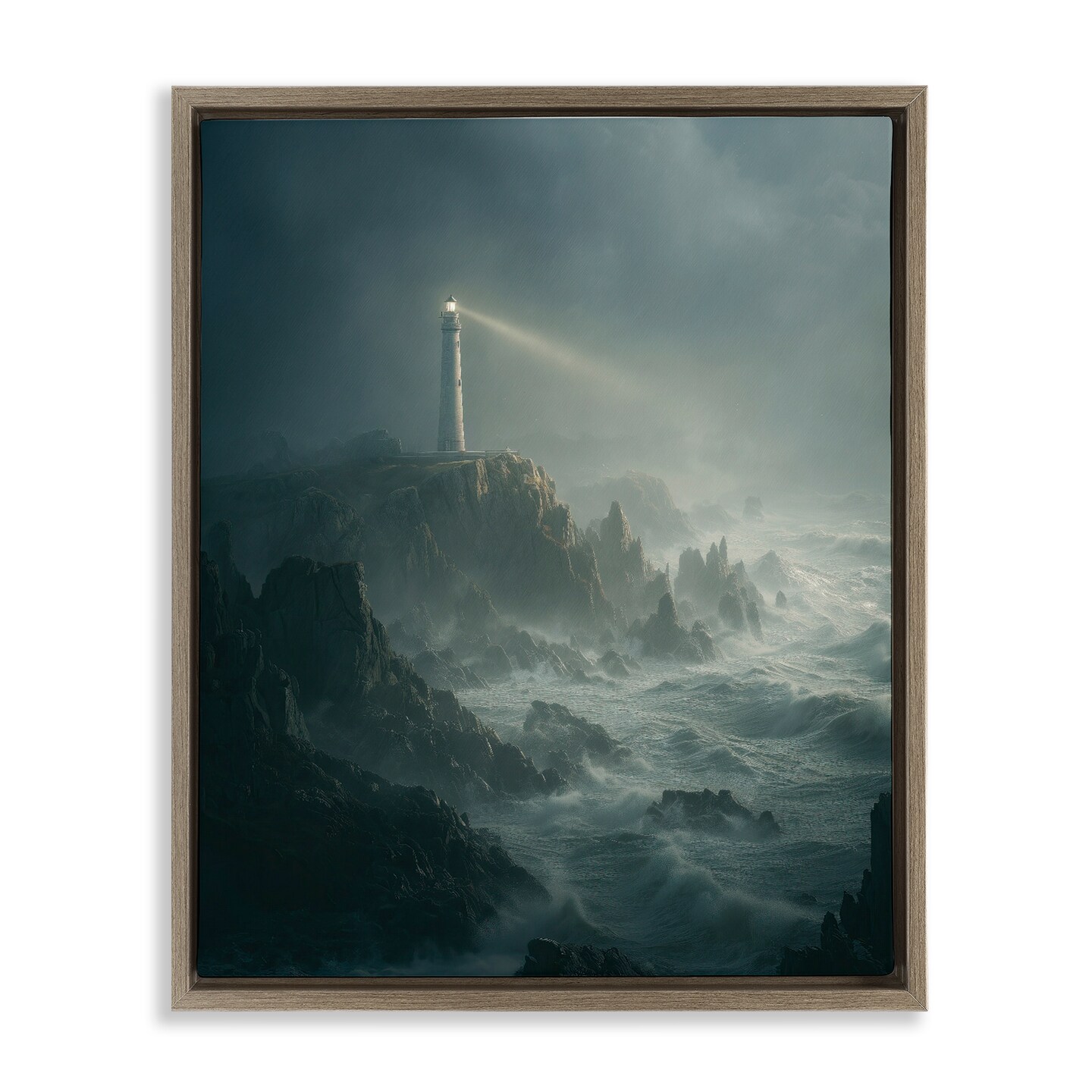Stupell Industries Lighthouse and Stormy Cliff Floating Frame, design by Ziwei Li