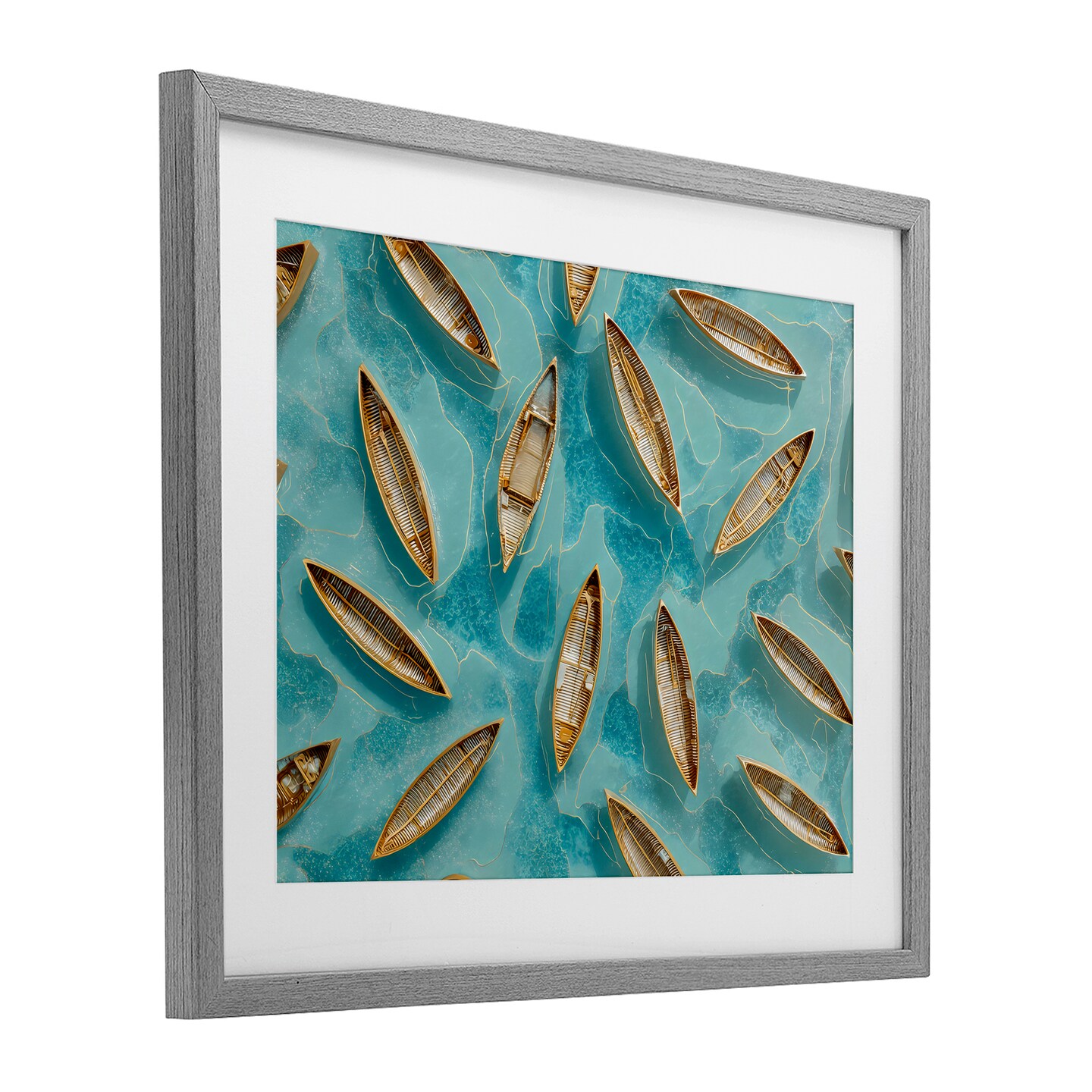 Stupell Industries Harmonious Canoes on Water Framed Print Under Glass, design by Franklyn Gregory