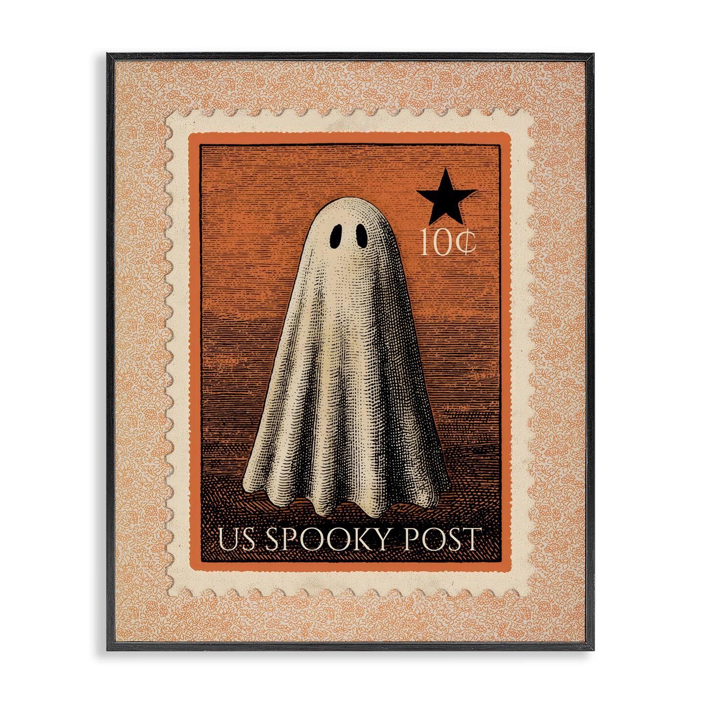Stupell Industries Vintage Ghost Stamp Framed Giclee, design by Arlington Prints