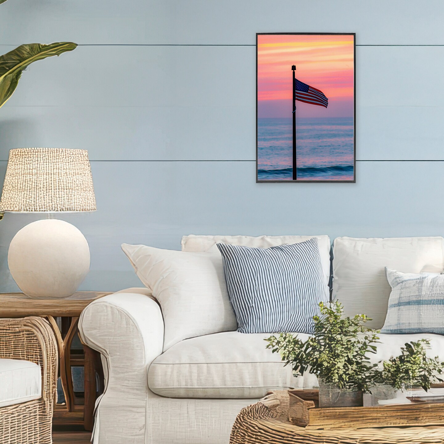 Stupell Industries USA Flag Against Sunset Framed Giclee, design by Jeff Poe Photography